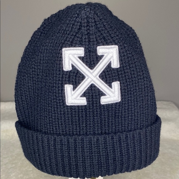 NWT Off-White Classic Arrow Embroidered Wool Beanie in Black SOLD OUT - Picture 1 of 5
